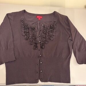 Elle Gray Cardigan with Ruffle Detail